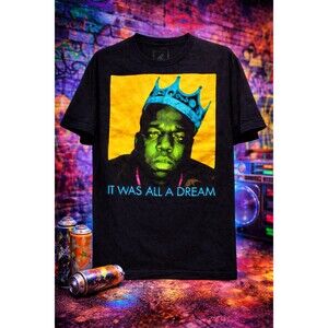 Biggie It Was All a Dream Tee Medium Brooklyn Mint Hip Hop Rap Unisex Shirt Y2K